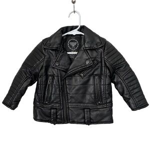 Jordan Craig Kids Legacy Edition Black Vegan Leather Moto Biker Jacket Size 3T